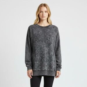 Chrysanthemum Charcoal‎ Gray Women's Crew Neck Sweatshirt